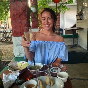 H&M Light Blue Off the Shoulder Blouse